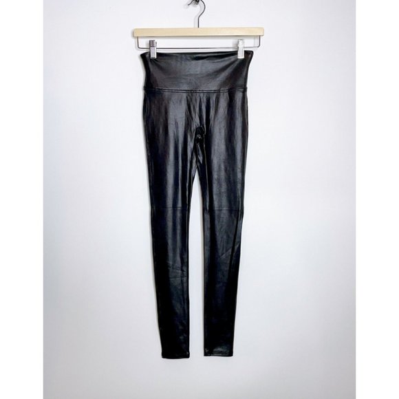 NEW SPANX Black High Rise Faux Leather Leggings Size Petite S  $98 - Picture 8 of 10